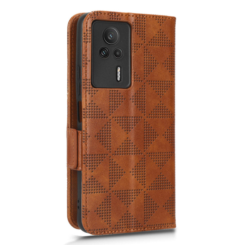 For Xiaomi Redmi K60E 5G Leather Phone Case Imprinted Triangle Pattern Stand Drop-proof Phone Cover Wallet For Xiaomi Redmi K60E 5G Leather Phone Case Imprinted Triangle Pattern Stand Drop-proof Phone Cover Wallet